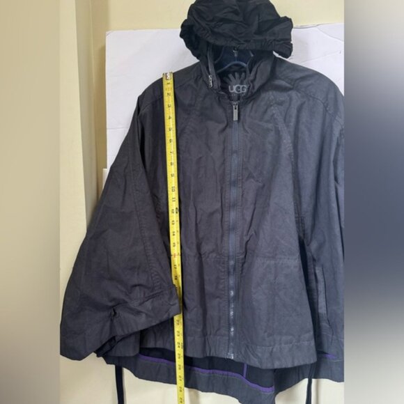UGG Hallie Waterproof Coated Cotton Cape Poncho Trench Coat Jacket Hood Pocket M - Picture 16 of 16